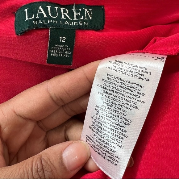 Ralph Lauren coral red bodycon midi dress short sleeve business casual everyday - Picture 11 of 16